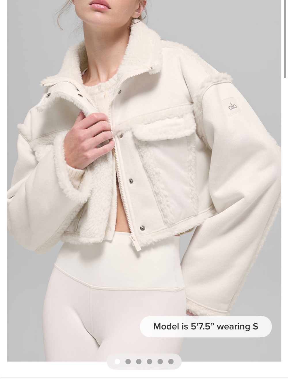 BRAND NEW- ALO Yoga Faux Shierling Snowfall Cropped Jacket